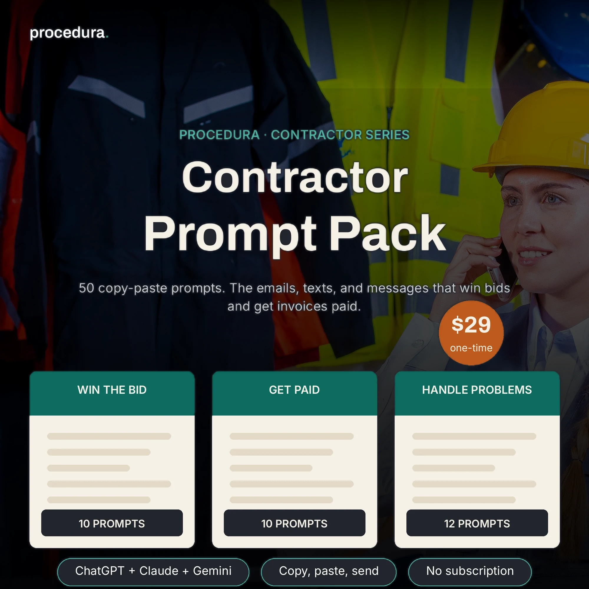 Contractor Prompt Pack: 50 copy-paste AI prompts preview